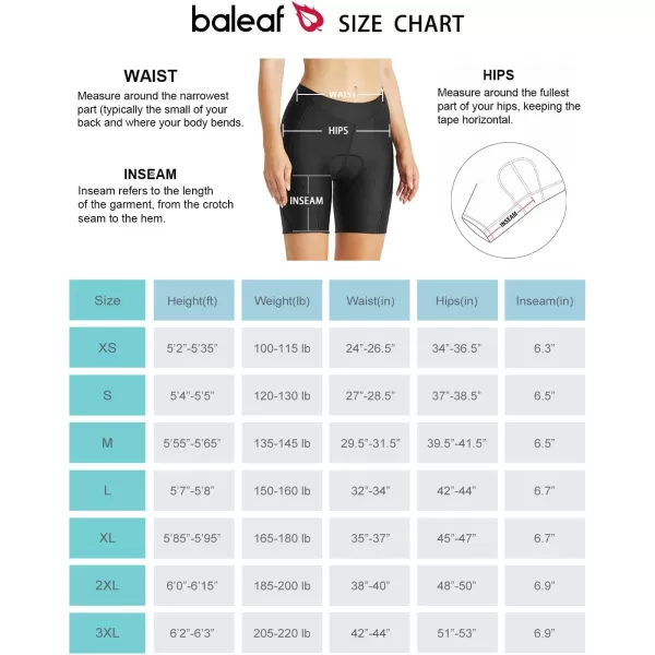 BALEAF Womens Bike Shorts 4D Padded Cycling Spinning Road Bike Pockets Wide Waistband UPF5003black