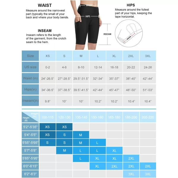 BALEAF Womens Bike Shorts 4D Padded Cycling Spinning Road Bike Pockets Wide Waistband UPF50Black