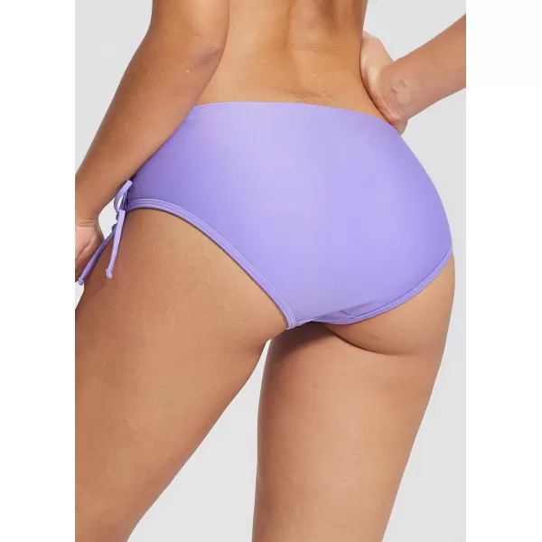 BALEAF Womens Bikini Bottom Mid Waisted Adjustable Side Tie Swim Bottoms Ruched Cheeky Mid Coverage Swim BriefsPurple