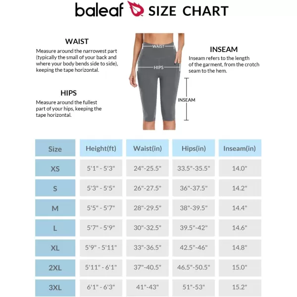 BALEAF Womens Capri Leggings Knee Length Cotton Capris with Pockets High Waisted Yoga Workout for Casual SummerDark Grey