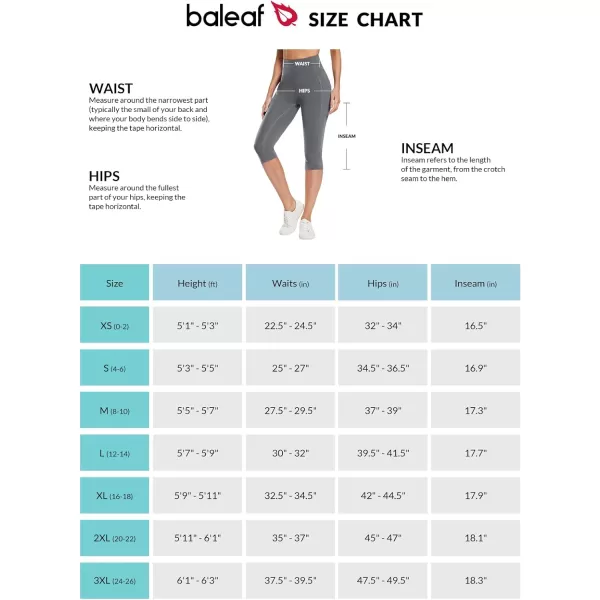 BALEAF Womens Capri Leggings Knee Length Cotton Capris with Pockets High Waisted Yoga Workout for Casual SummerGrey