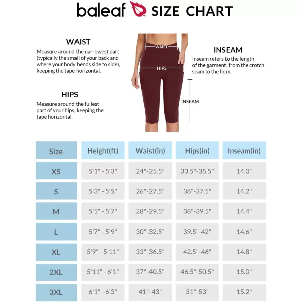 BALEAF Womens Capri Leggings Knee Length Cotton Capris with Pockets High Waisted Yoga Workout for Casual SummerWine Red