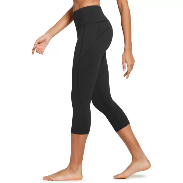 BALEAF Womens Capri Leggings with Pockets High Waisted Workout Yoga Running Gym Pull On Capris Pants for Casual SummerBlack