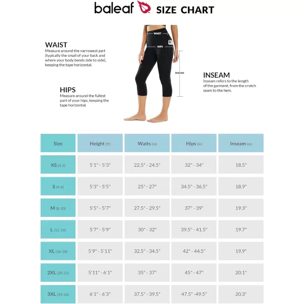 BALEAF Womens Capri Leggings with Pockets High Waisted Workout Yoga Running Gym Pull On Capris Pants for Casual SummerBlack