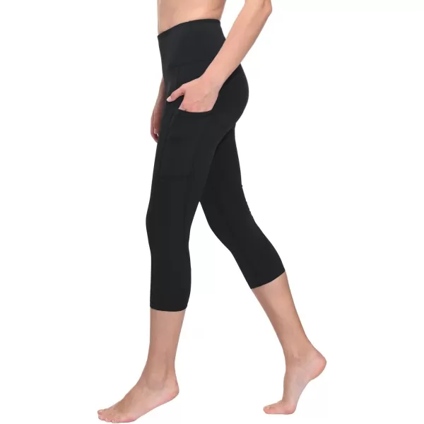 BALEAF Womens Capri Leggings with Pockets High Waisted Workout Yoga Running Gym Pull On Capris Pants for Casual SummerBlack