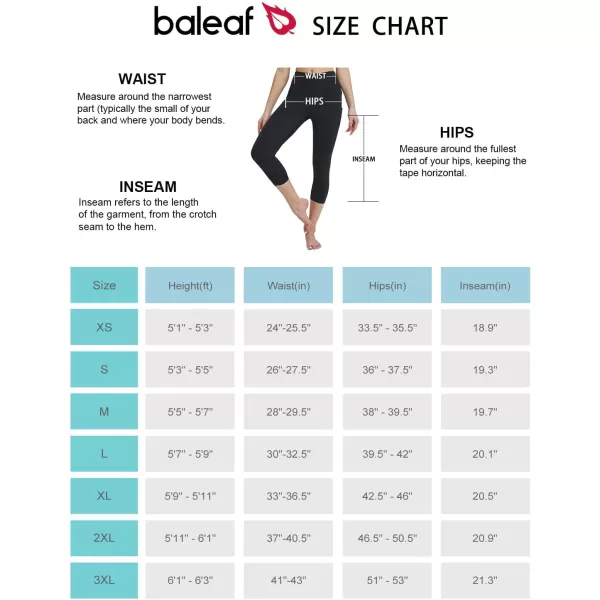 BALEAF Womens Capri Leggings with Pockets High Waisted Workout Yoga Running Gym Pull On Capris Pants for Casual SummerBlack