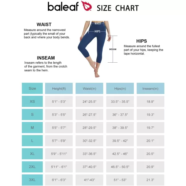 BALEAF Womens Capri Leggings with Pockets High Waisted Workout Yoga Running Gym Pull On Capris Pants for Casual SummerBlue