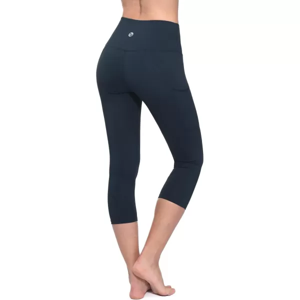 BALEAF Womens Capri Leggings with Pockets High Waisted Workout Yoga Running Gym Pull On Capris Pants for Casual SummerBlue