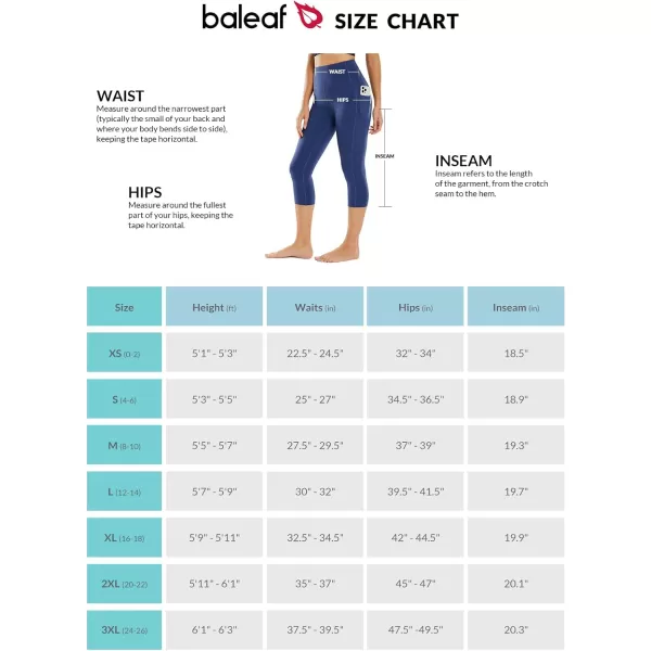 BALEAF Womens Capri Leggings with Pockets High Waisted Workout Yoga Running Gym Pull On Capris Pants for Casual SummerBlue