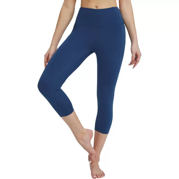 BALEAF Womens Capri Leggings with Pockets High Waisted Workout Yoga Running Gym Pull On Capris Pants for Casual SummerBlue