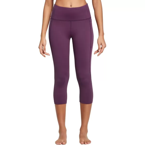 BALEAF Womens Capri Leggings with Pockets High Waisted Workout Yoga Running Gym Pull On Capris Pants for Casual SummerDark Magenta