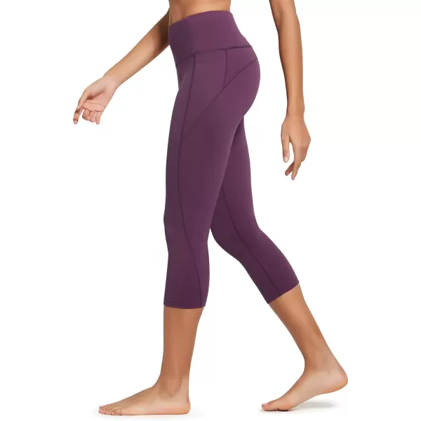 BALEAF Womens Capri Leggings with Pockets High Waisted Workout Yoga Running Gym Pull On Capris Pants for Casual SummerDark Magenta