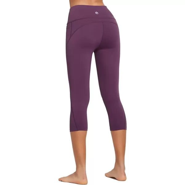 BALEAF Womens Capri Leggings with Pockets High Waisted Workout Yoga Running Gym Pull On Capris Pants for Casual SummerDark Magenta