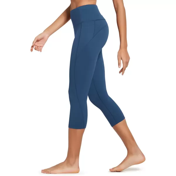 BALEAF Womens Capri Leggings with Pockets High Waisted Workout Yoga Running Gym Pull On Capris Pants for Casual SummerDenim Blue