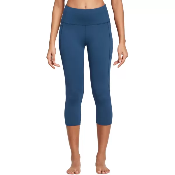 BALEAF Womens Capri Leggings with Pockets High Waisted Workout Yoga Running Gym Pull On Capris Pants for Casual SummerDenim Blue