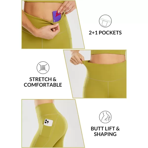 BALEAF Womens Capri Leggings with Pockets High Waisted Workout Yoga Running Gym Pull On Capris Pants for Casual SummerGreen