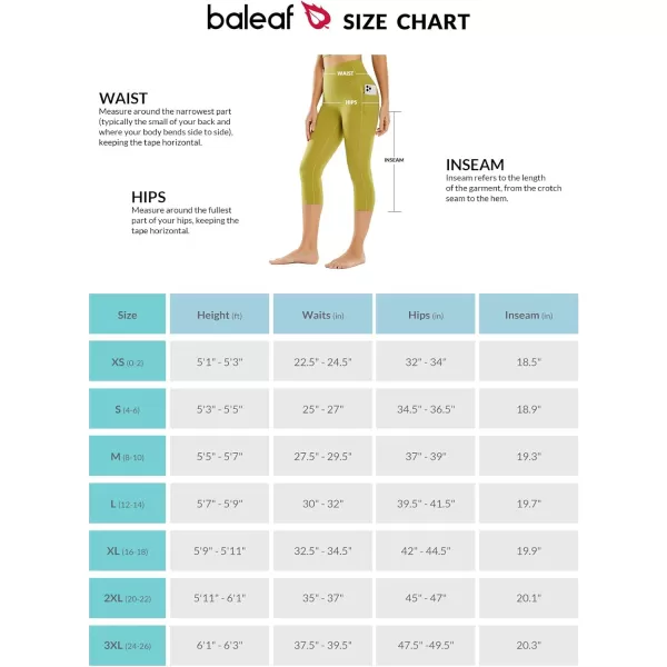 BALEAF Womens Capri Leggings with Pockets High Waisted Workout Yoga Running Gym Pull On Capris Pants for Casual SummerGreen
