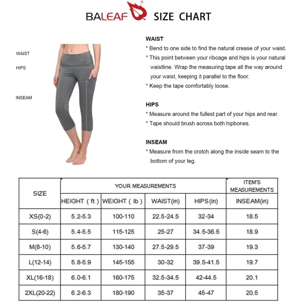 BALEAF Womens Capri Leggings with Pockets High Waisted Workout Yoga Running Gym Pull On Capris Pants for Casual SummerGrey