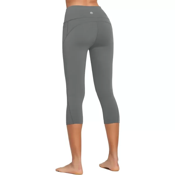 BALEAF Womens Capri Leggings with Pockets High Waisted Workout Yoga Running Gym Pull On Capris Pants for Casual SummerGrey