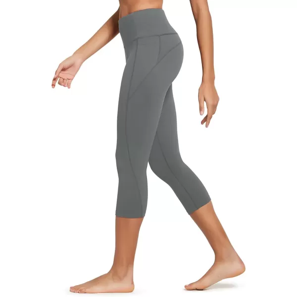 BALEAF Womens Capri Leggings with Pockets High Waisted Workout Yoga Running Gym Pull On Capris Pants for Casual SummerGrey