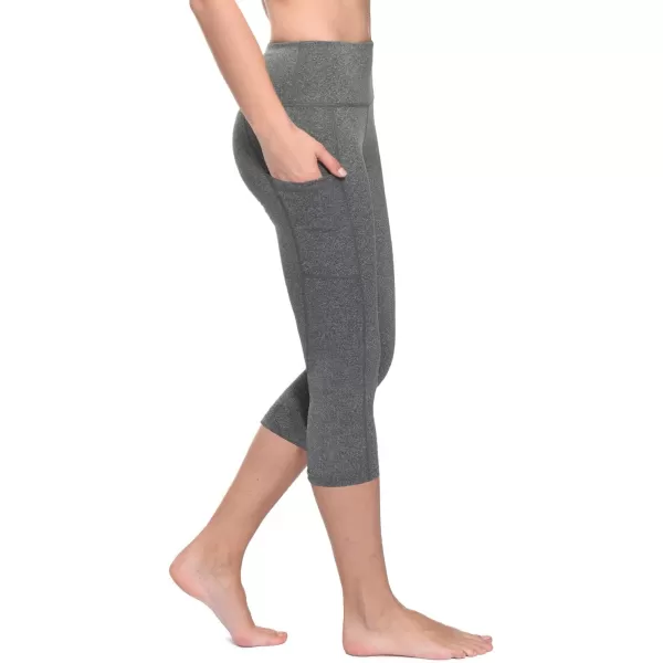 BALEAF Womens Capri Leggings with Pockets High Waisted Workout Yoga Running Gym Pull On Capris Pants for Casual SummerHeather Grey