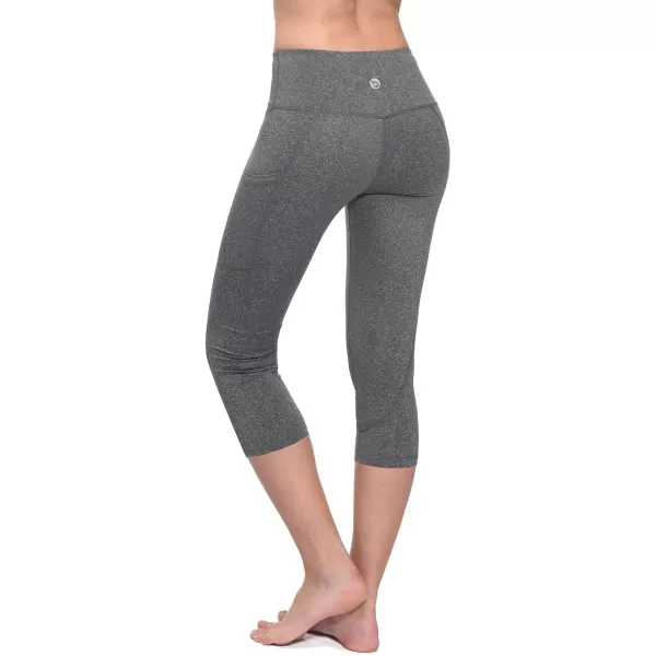 BALEAF Womens Capri Leggings with Pockets High Waisted Workout Yoga Running Gym Pull On Capris Pants for Casual SummerHeather Grey