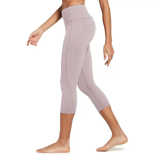 BALEAF Womens Capri Leggings with Pockets High Waisted Workout Yoga Running Gym Pull On Capris Pants for Casual SummerLight Purple