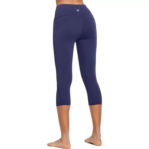 BALEAF Womens Capri Leggings with Pockets High Waisted Workout Yoga Running Gym Pull On Capris Pants for Casual SummerNavy Blue