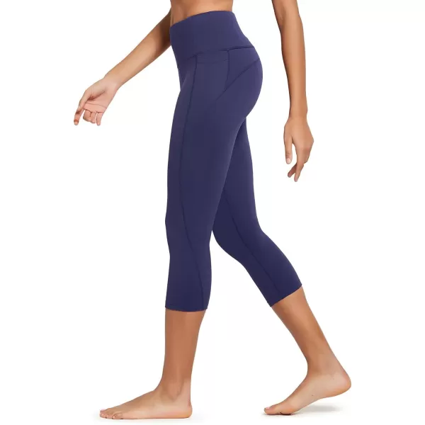 BALEAF Womens Capri Leggings with Pockets High Waisted Workout Yoga Running Gym Pull On Capris Pants for Casual SummerNavy Blue