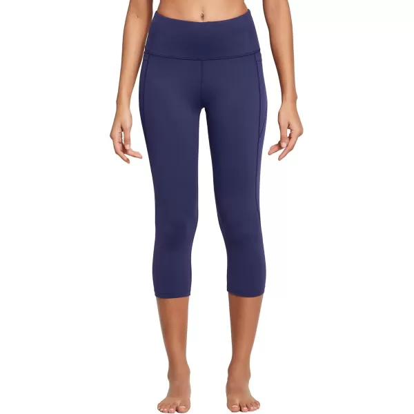 BALEAF Womens Capri Leggings with Pockets High Waisted Workout Yoga Running Gym Pull On Capris Pants for Casual SummerNavy Blue