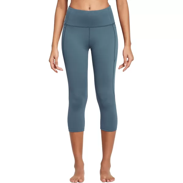 BALEAF Womens Capri Leggings with Pockets High Waisted Workout Yoga Running Gym Pull On Capris Pants for Casual SummerSteel Blue