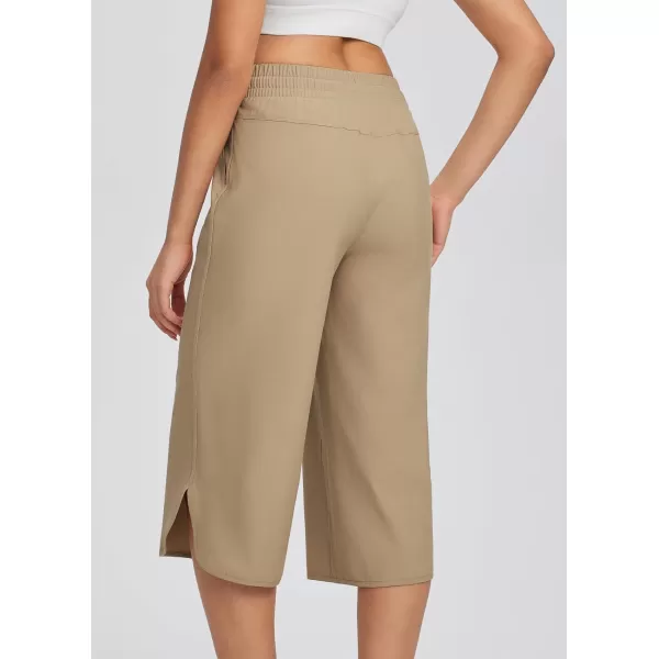 BALEAF Womens Capri Pants Wide Leg Plus Size UPF50 Lightweight Quick Dry Pants Casual Loose Sweatpants Hiking WalkingBrown