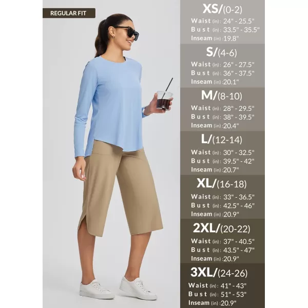 BALEAF Womens Capri Pants Wide Leg Plus Size UPF50 Lightweight Quick Dry Pants Casual Loose Sweatpants Hiking WalkingBrown