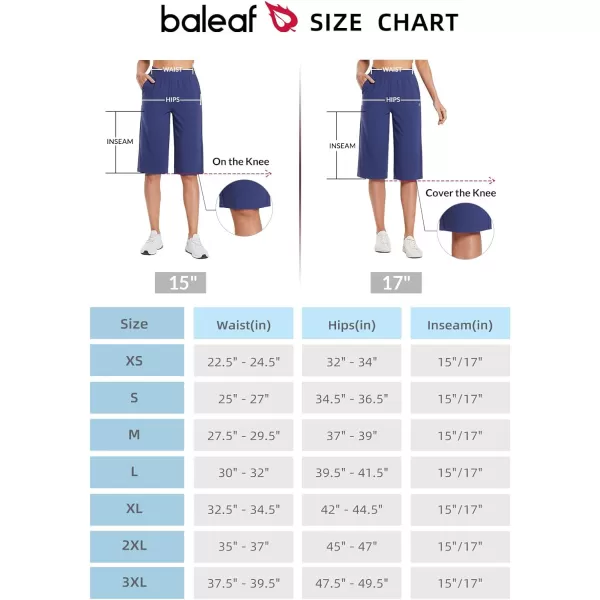 BALEAF Womens Capri Yoga Pants 1517 Cotton Drawstring Workout Sweatpants Lounge Casual Summer Bermuda Pants with PocketsNavy