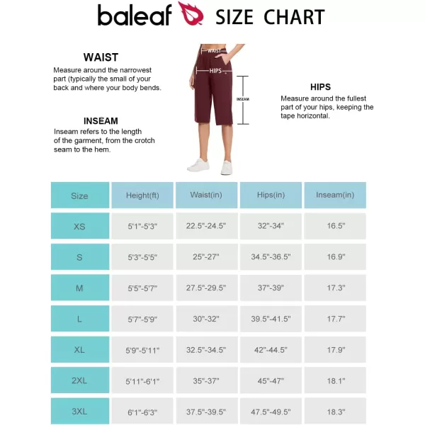 BALEAF Womens Capri Yoga Pants 1517 Cotton Drawstring Workout Sweatpants Lounge Casual Summer Bermuda Pants with PocketsWine