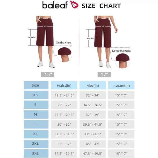 BALEAF Womens Capri Yoga Pants 1517 Cotton Drawstring Workout Sweatpants Lounge Casual Summer Bermuda Pants with PocketsWine