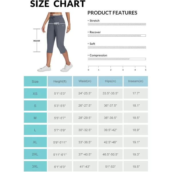 BALEAF Womens Capri Yoga Pants Loose Drawstring Workout Sweatpants High Waist Lounge Pants with Pockets UPF50 Causal SummerDark Grey