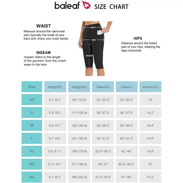 BALEAF Womens Capris with Pockets Knee Length Capri Leggings High Waisted Stretch for Casual Summer Yoga Workout ExerciseBlack