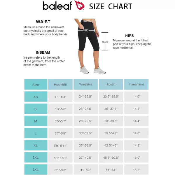 BALEAF Womens Capris with Pockets Knee Length Capri Leggings High Waisted Stretch for Casual Summer Yoga Workout ExerciseBlacklycra