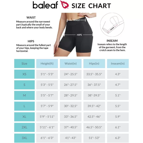 BALEAF Womens Cycling Underwear 4D Padded Bike Shorts Padding Mesh Antislip Leg GripsBlack