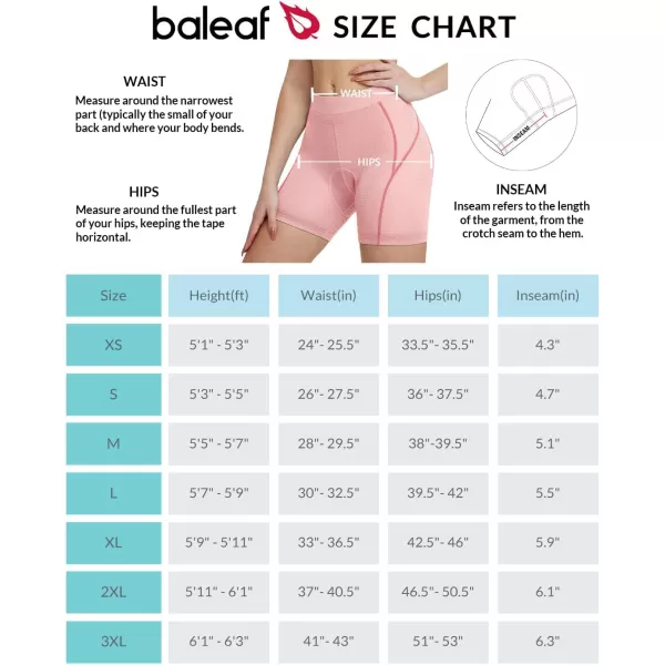 BALEAF Womens Cycling Underwear 4D Padded Bike Shorts Padding Mesh Antislip Leg GripsPink