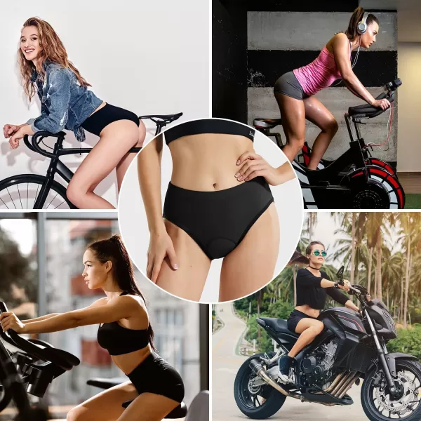 BALEAF Womens Cycling Underwear Padded Bike Shorts Padding Spin Biker Briefs Biking GearAll Black