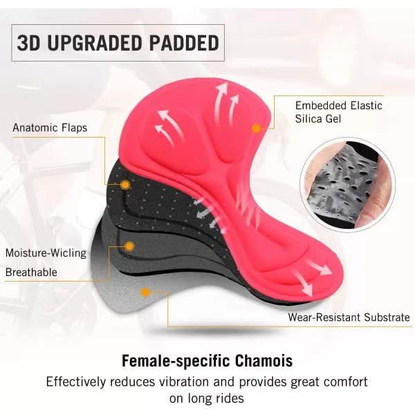 BALEAF Womens Cycling Underwear Padded Bike Shorts Padding Spin Biker Briefs Biking GearPink