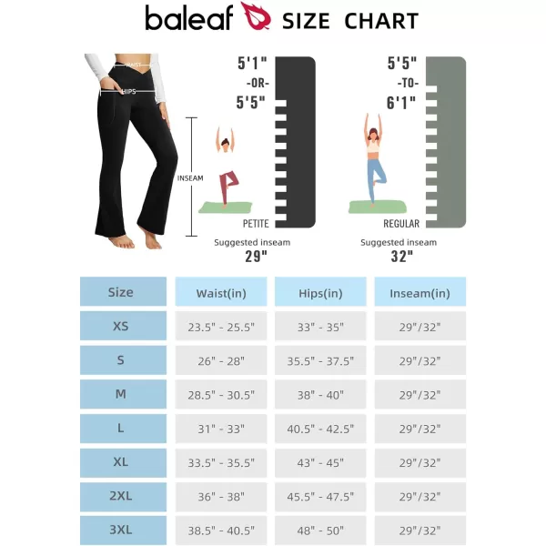 BALEAF Womens Flare Leggings Trendy Crossover Yoga Pants High Waist Casual Workout Bell Bottom Leggings with PocketsBlack