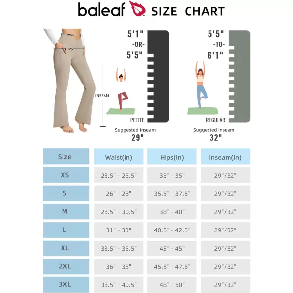 BALEAF Womens Flare Leggings Trendy Crossover Yoga Pants High Waist Casual Workout Bell Bottom Leggings with PocketsKhaki