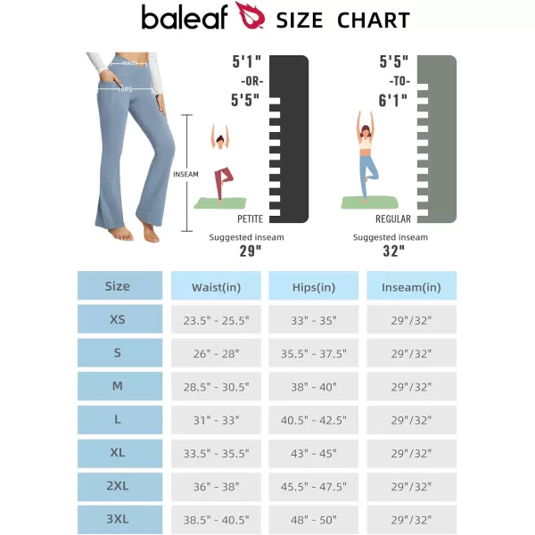 BALEAF Womens Flare Leggings Trendy Crossover Yoga Pants High Waist Casual Workout Bell Bottom Leggings with PocketsLight Blue