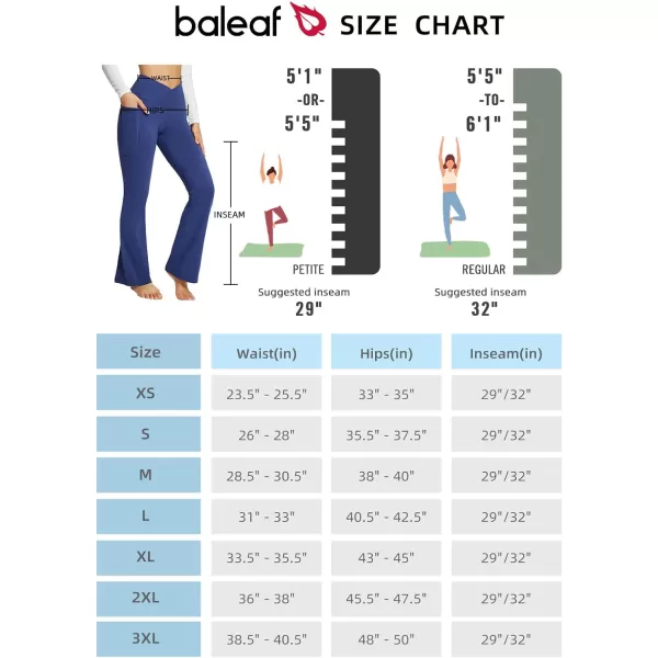 BALEAF Womens Flare Leggings Trendy Crossover Yoga Pants High Waist Casual Workout Bell Bottom Leggings with PocketsNavy Blue