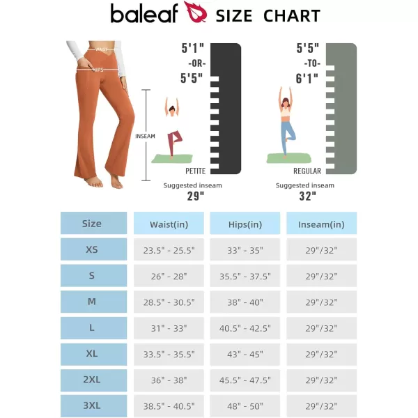 BALEAF Womens Flare Leggings Trendy Crossover Yoga Pants High Waist Casual Workout Bell Bottom Leggings with PocketsOrange