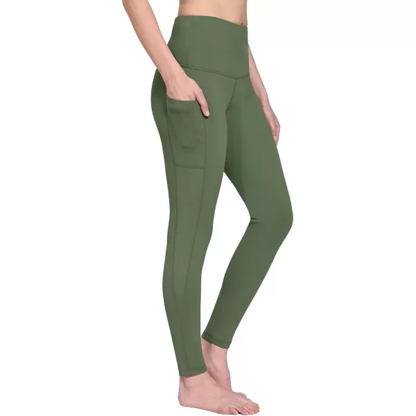 BALEAF Womens Fleece Lined Leggings Thermal Warm Winter Tights High Waisted Yoga Pants Cold Weather with PocketsArmy Green