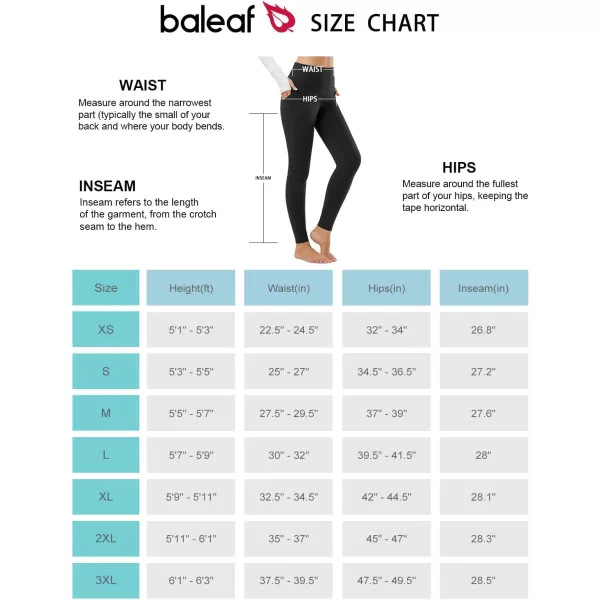 BALEAF Womens Fleece Lined Leggings Thermal Warm Winter Tights High Waisted Yoga Pants Cold Weather with PocketsBlack